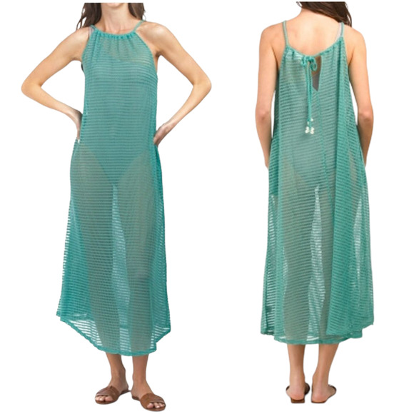 Haute Hippie Swim Cover Up sz M Women Pistachio Green Crochet Beach Cruise NEW‎ - Picture 1 of 14